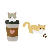 süß Katze und Kaffee vektor