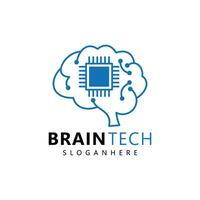 elektronisk hjärna logotyp. digital hjärna teknologi ikon design vektor