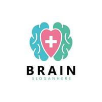 Gehirn Herz und Liebe Logo Design Inspiration vektor