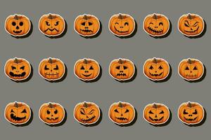 Illustration auf Thema Aufkleber zum Feier Urlaub Halloween mit Orange Kürbisse vektor