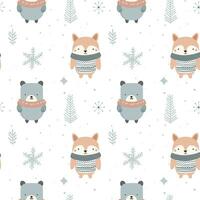 vinter- sömlös mönster med söt polär djur. scandinavian jul vektor mönster. vinter- bakgrund design.
