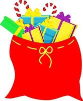 Illustration mit ein Weihnachten Tasche mit Geschenke. Element zum drucken, Postkarte und Poster. Vektor Illustration