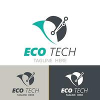 eco teknologi företag vektor design modern. natur teknologi logotyp med blad och krets tech minimalistisk vektor illustration