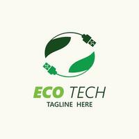 eco teknologi företag vektor design modern. natur teknologi logotyp med blad och krets tech minimalistisk vektor illustration