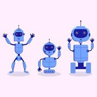 drei moderne süße graue Roboter im skandinavischen kindlichen Stil vektor