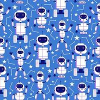 weißes modernes süßes Roboter nahtloses Muster isoliert auf blauem Hintergrund vektor