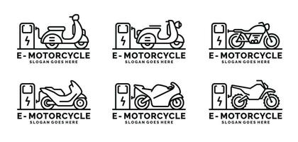 elektrisch Motorrad Logo einstellen Design Vektor