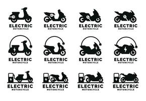 elektrisk motorcykel logotyp uppsättning design vektor