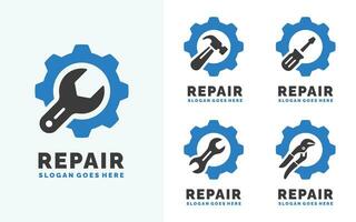 Reparatur Logo einstellen Design Vektor Illustration. Instandhaltung Logo einstellen