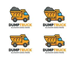 dumpa lastbil logotyp uppsättning design vektor illustration