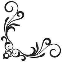 tunn linje årgång hörn. medeltida period av de victorian dynasti. fint svart monogram ram design element abstrakt ikon samling blomma enkel symbol vektor