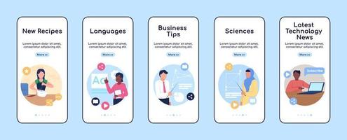 Online-Tutorials zum Onboarding der flachen Vektorvorlage für den Bildschirm der mobilen App vektor