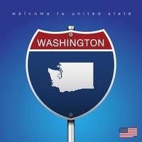 Schild Road America Style Washington und Karte vektor