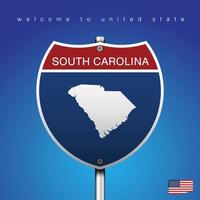 Schild Road America Style South Carolina und Karte vektor