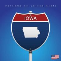 Schild Straße Amerika Stil Iowa und Karte vektor