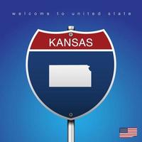 Schild Straße Amerika Stil Kansas und Karte vektor