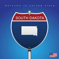 Schild Road America Style South Dakota und Karte vektor