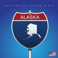Schild Straße Amerika Stil Alaska und Karte vektor