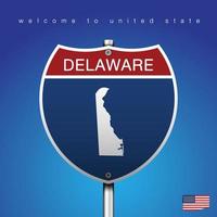 skylt väg amerika stil delaware och karta vektor