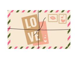Liebe Brief im Briefumschlag mit Karten. Vektor Illustration