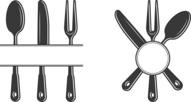 Besteck Monogramm, Besteck Silhouette, Gabel Vektor, Restaurant Ausrüstung, Clip Kunst, Gabel Löffel und Messer Monogramm vektor