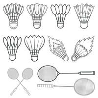 Badminton lineart bündeln, Badminton Vektor Kork, Badminton Illustration, Schläger Vektor, Schläger Linie Kunst, Umriss, Sport Illustration, Badminton Ball, Vektor, Badminton Silhouette, Silhouette