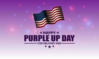 glücklich lila oben Tag zum Militär- Kinder Hintergrund Vektor Illustration