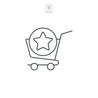 Kaufen einer erhalten eins. Einkaufen Wagen und Star Symbol Symbol Vektor Illustration isoliert auf Weiß Hintergrund