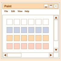 användare gränssnitt y2k klistermärke. retro browser fönster måla, färger palett. platt stil. nostalgi pc element och rörelse systemet. delikat pastell vektor illustration.