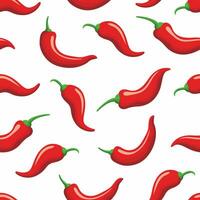 röd varm chili peppar sömlös mönster på vit bakgrund design mall vektor