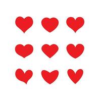 einstellen von einfach eben Liebe Symbol Illustration Design, rot Silhouette Liebe Symbol Sammlung Vorlage Vektor