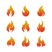 uppsättning av enkel brand ikon illustration design, modern flamma symbol mall vektor