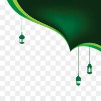 grön islamic bakgrund element design, islamic hörn form med lykta mall vektor