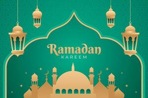 Türkis islamisch Hintergrund mit golden Moschee und Laterne, Ramadan kareem Vorlage Vektor