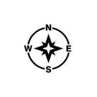 enkel kompass ikon illustration design, kompass symbol med vind riktning mall vektor