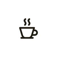 enkel platt kaffe ikon illustration design, svart silhuett kaffe symbol med skisse stil mall vektor
