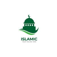 enkel grön islamic logotyp design, modern islamic symbol med moské och Vinka form vektor