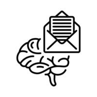 Gehirn und öffnen oder gelesen Email Symbol mit Linie Stil vektor