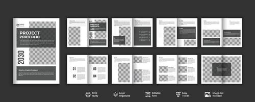 minimalistisk företagsverksamhet årsrapport eller årsrapport, portföljbroschyrdesign på 16 sidor vektor