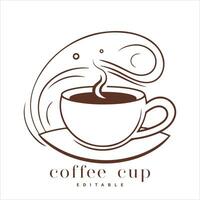 Kaffee Geschäft Logo Vorlage, natürlich abstrakt Kaffee Tasse mit Dampf, Kaffee Haus Emblem, kreativ Cafe Logo, modern modisch Symbol Design Vektor Illustration isoliert auf Weiß Hintergrund Zeichen