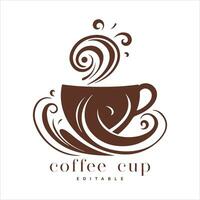 Kaffee Geschäft Logo Vorlage, natürlich abstrakt Kaffee Tasse mit Dampf, Kaffee Haus Emblem, kreativ Cafe Logo, modern modisch Symbol Design Vektor Illustration isoliert auf Weiß Hintergrund Zeichen