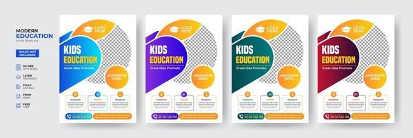 Kreative und moderne Online-Schulkinderbildungs-Zulassungsflyer-Plakatvorlage vektor