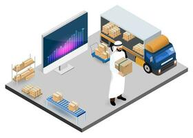 modern global logistisch Bedienung Konzept mit Export, importieren, Warenhaus Geschäft, Transport. Vektor Illustration eps 10