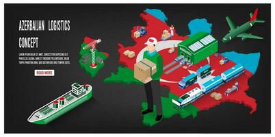 modern isometrisch Konzept von Aserbaidschan Transport mit global Logistik, Warenhaus Logistik, Meer Fracht Logistik. einfach zu bearbeiten und anpassen. Vektor Illustration eps10