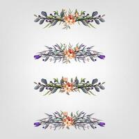 einstellen botanisch blühen Blumen- Elemente dekorativ zum Einladung vektor