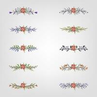 uppsättning botaniska blomma blommig element dekorativ för inbjudan vektor