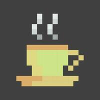 ein Pixel Stil Tasse von Kaffee auf ein schwarz Hintergrund vektor