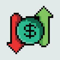 ein Pixel Kunst Illustration von ein Dollar Zeichen vektor