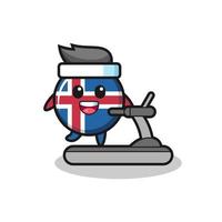 Island-Flagge-Cartoon-Figur zu Fuß auf dem Laufband vektor