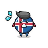 Island-Flaggen-Maskottchen-Charakter mit ängstlicher Geste vektor